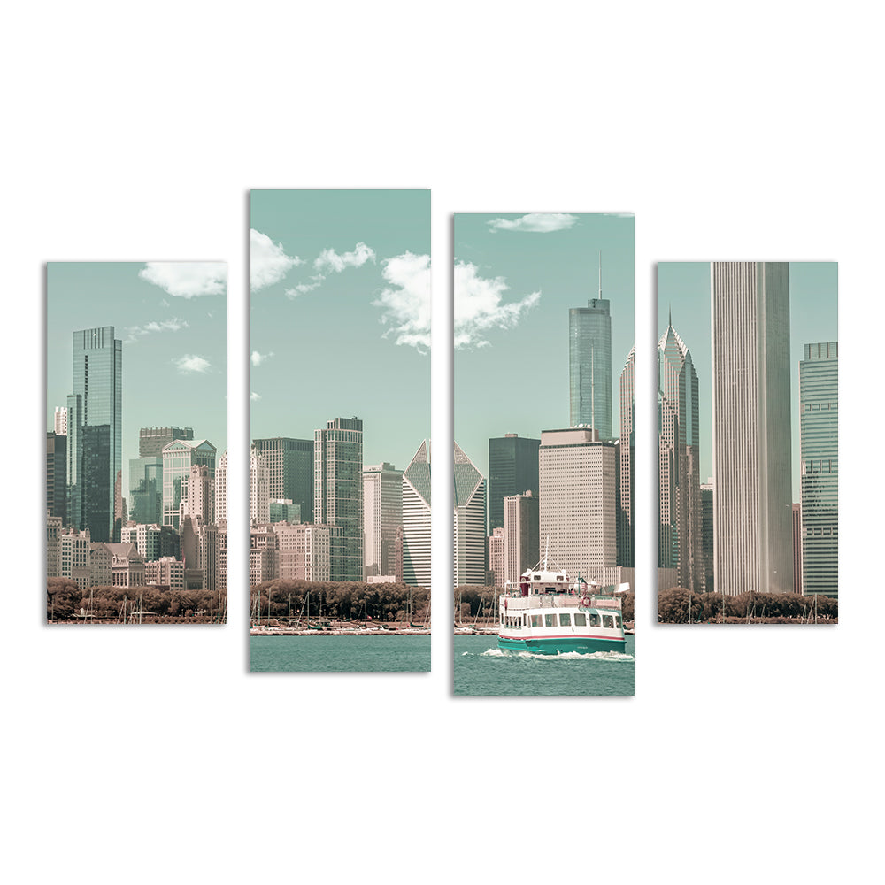 Chicago Skyline Urban Vintage Style