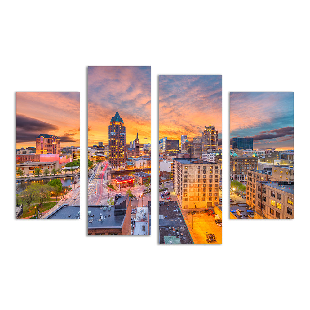 Milwaukee Skyline At Dusk Wall Art