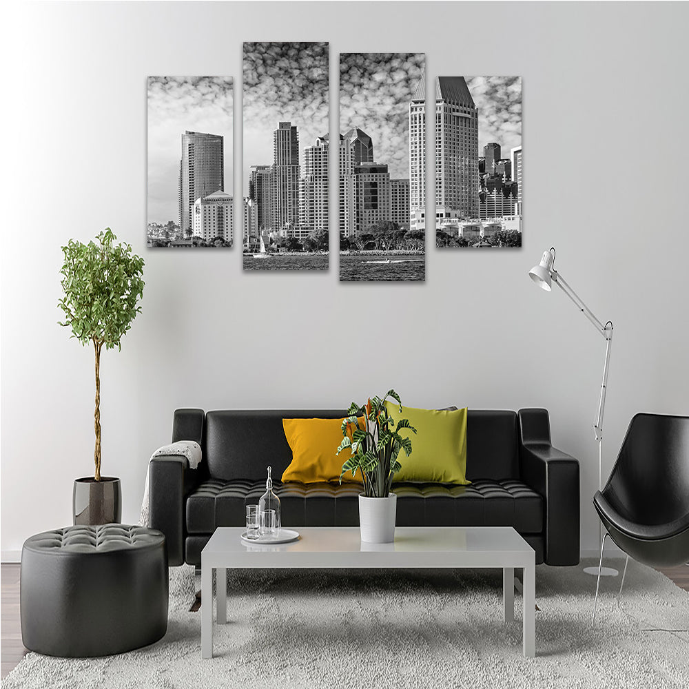San Diego Monochrome Skyline Wall Art