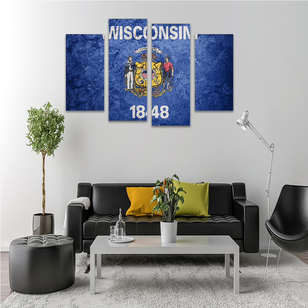 Wisconsin Flag Grunge Wall Art