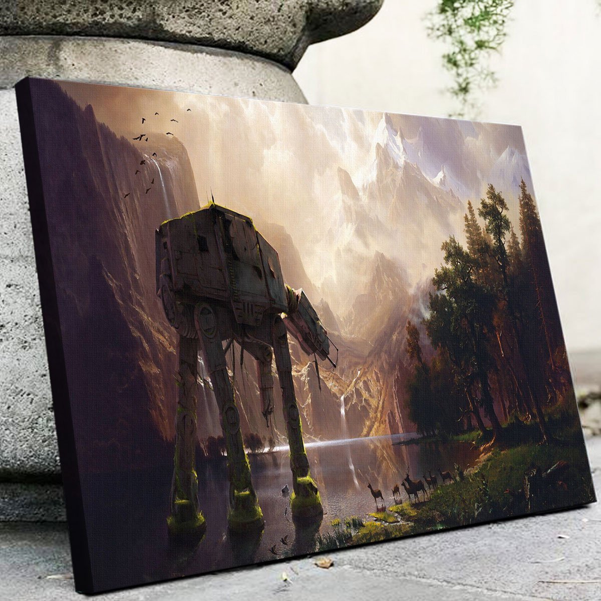 Fallen AT-AT print, At-At Walker canvas, At-At wall decor, Broken At-At print, Movie wall decor, Fantasy offers canvas, Multi Panel canvas, At-At