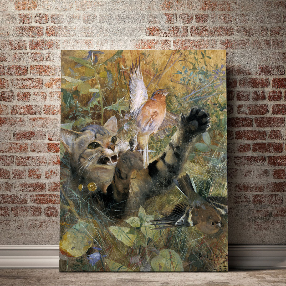 A Cat and a Chaffinch Wall Art