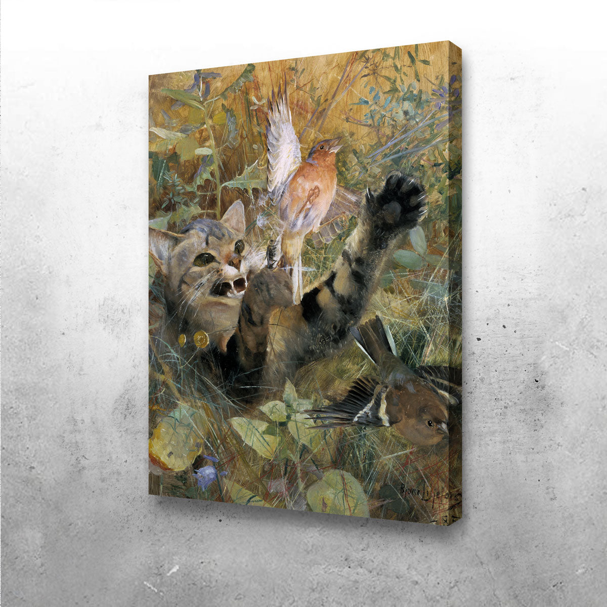 A Cat and a Chaffinch Wall Art
