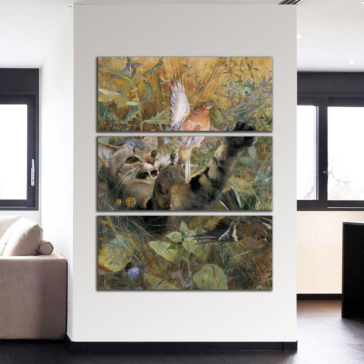 A Cat and a Chaffinch Wall Art