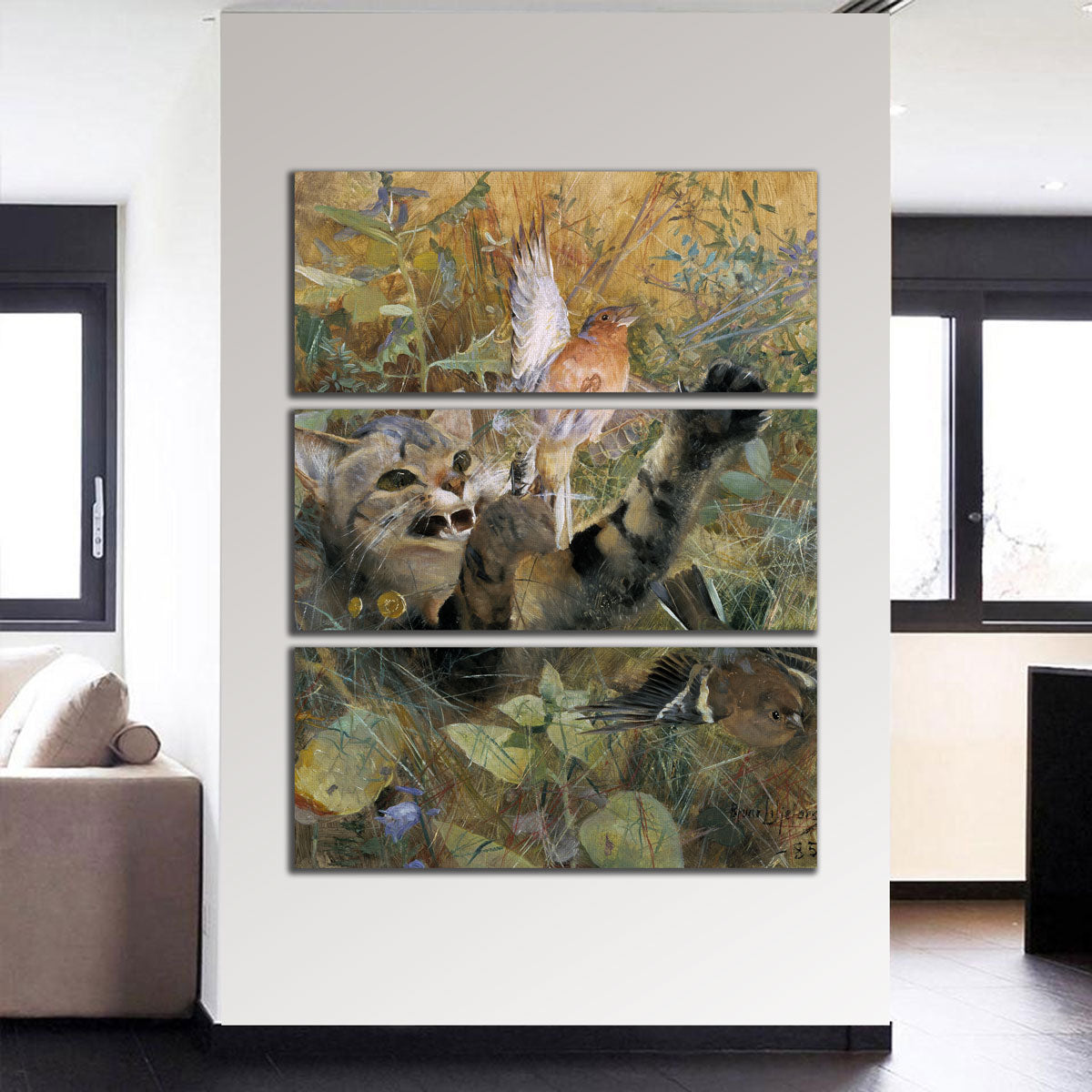 A Cat and a Chaffinch Canvas Set