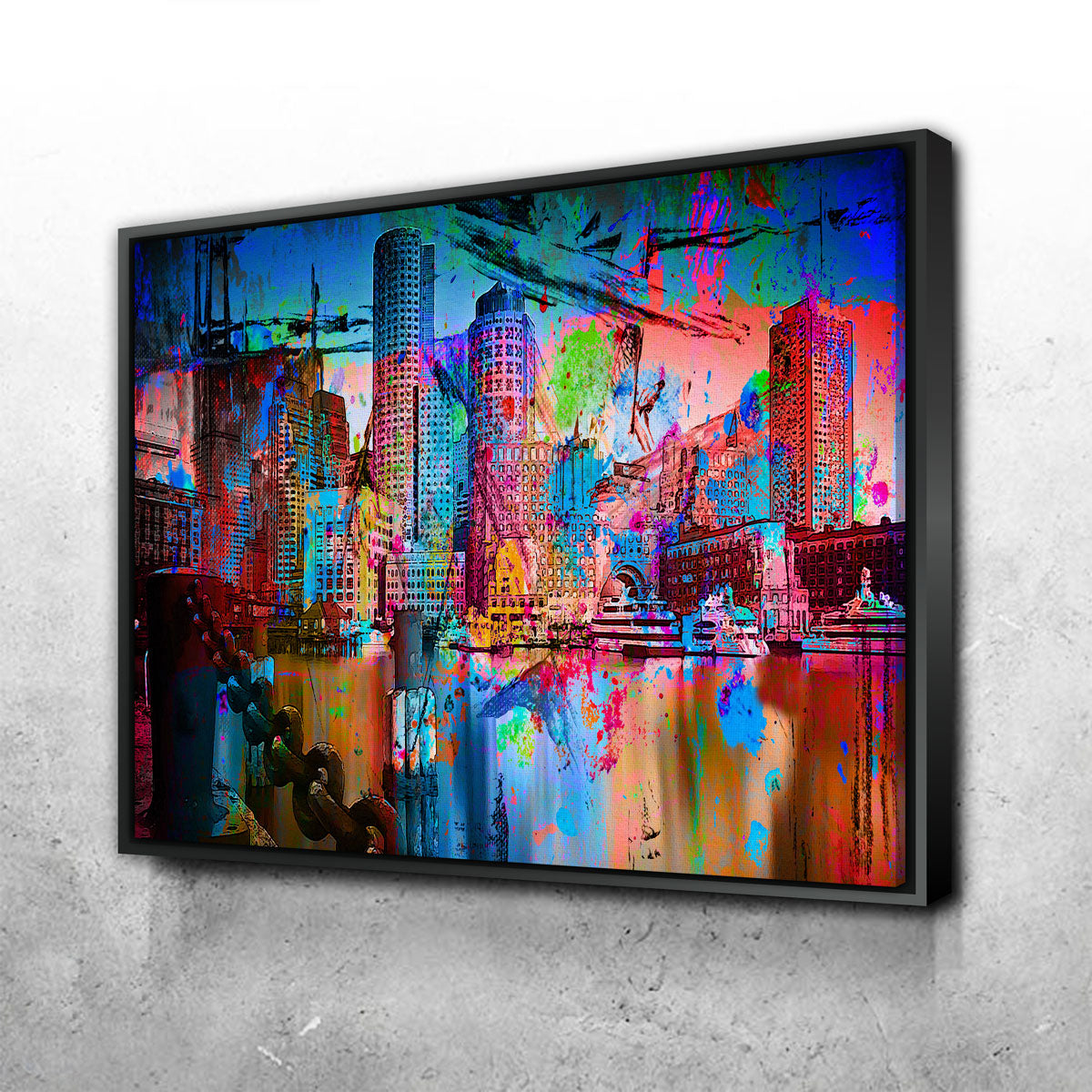 Abstract Boston Skyline Wall Art