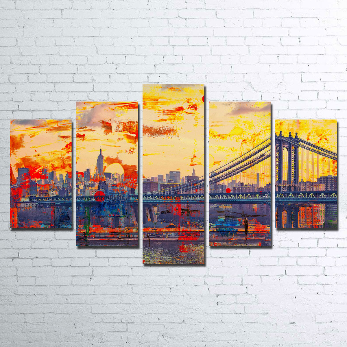 Abstract Manhattan Bridge Canvas Set