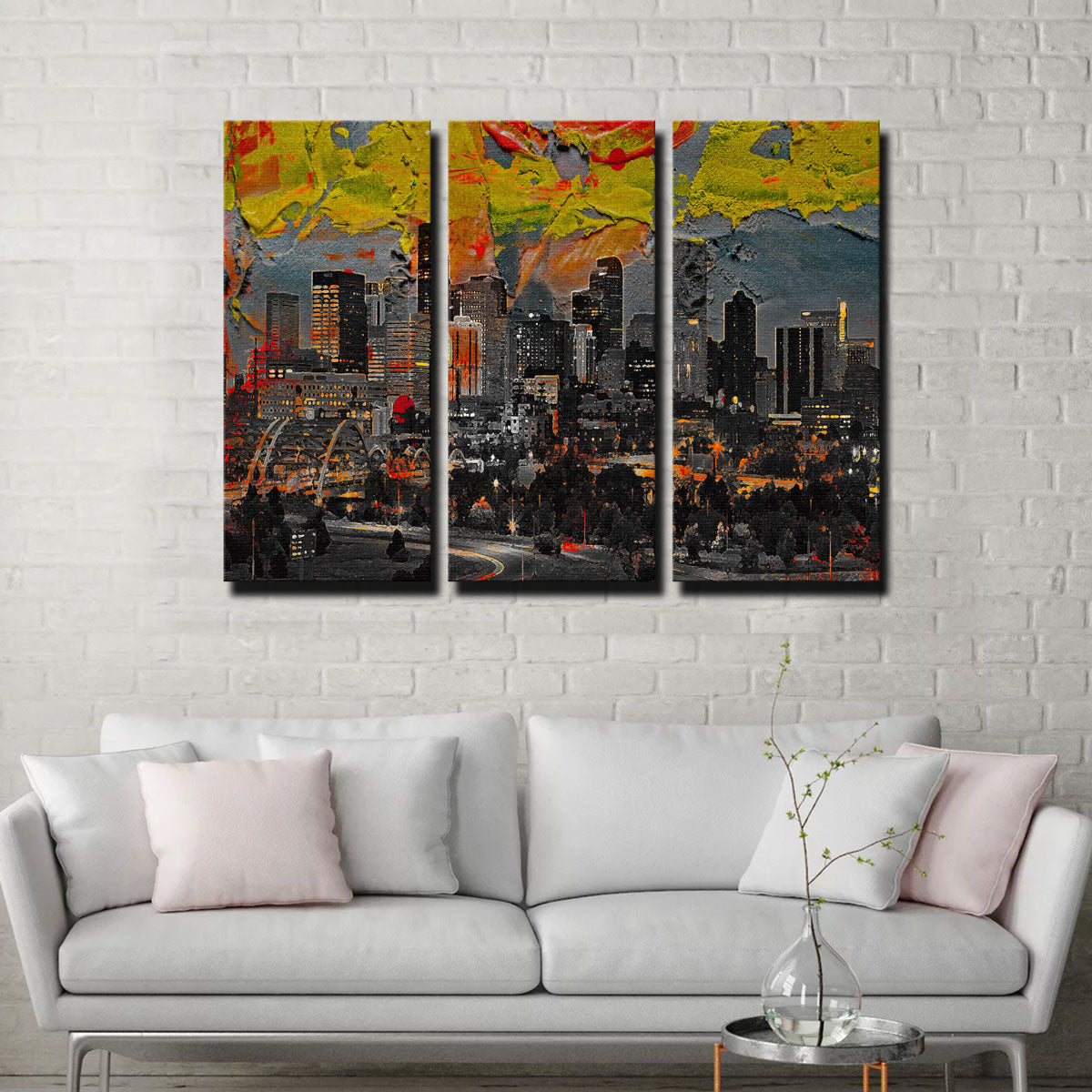 Abstract Denver Skyline Canvas Set