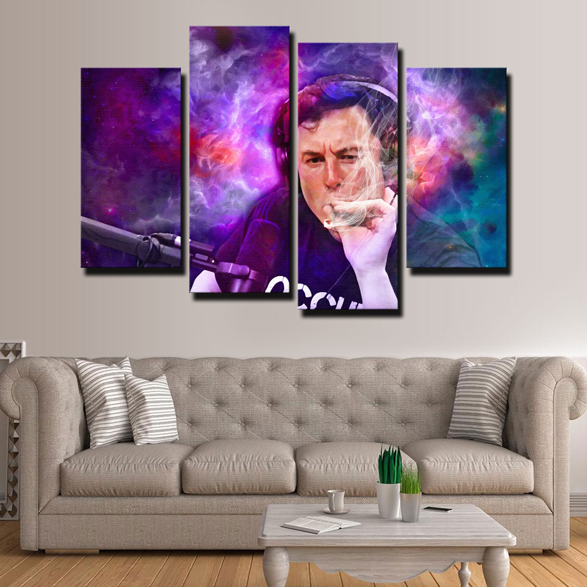 Smoking With Rogan Canvas Wall Art, Musk, Elon Musk, Telsa, Abstract Art, Smoking high quality Interview, Musk Smoking Weed