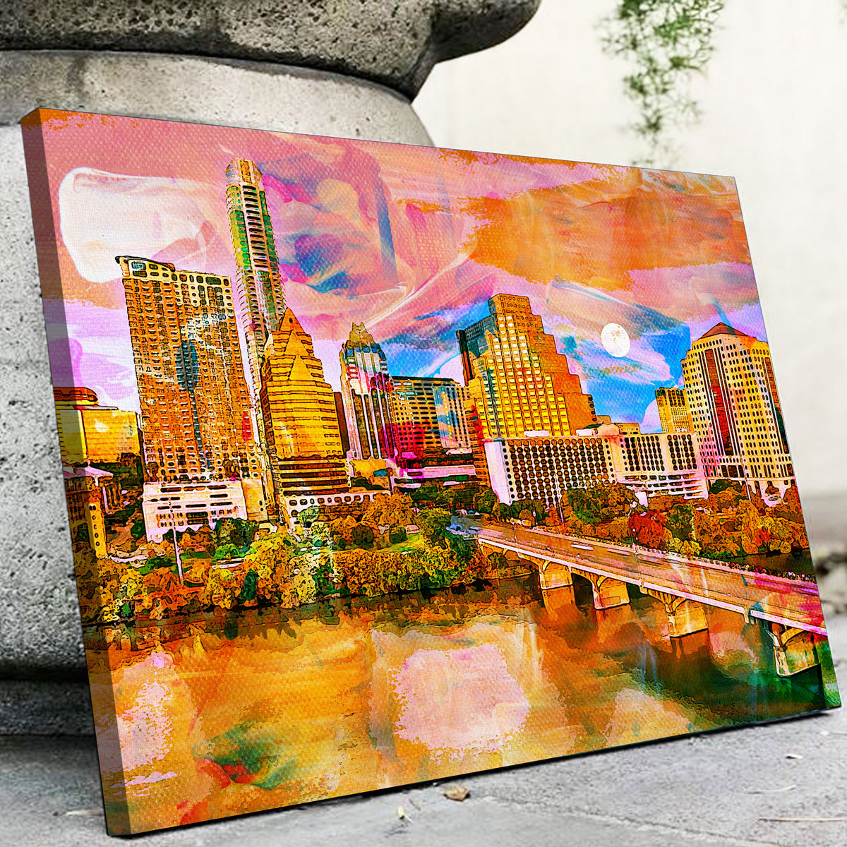 Abstract Moon Over Austin Wall Art