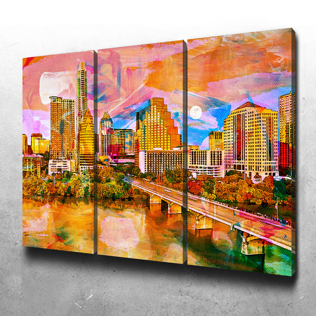 Abstract Moon Over Austin Wall Art