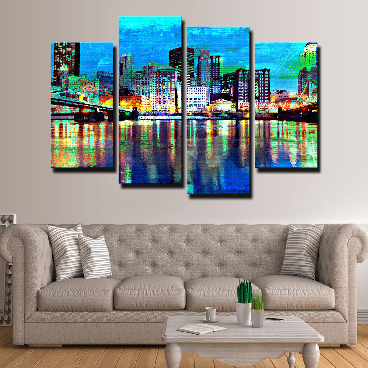Abstract Pittsburgh At Night Wall Art