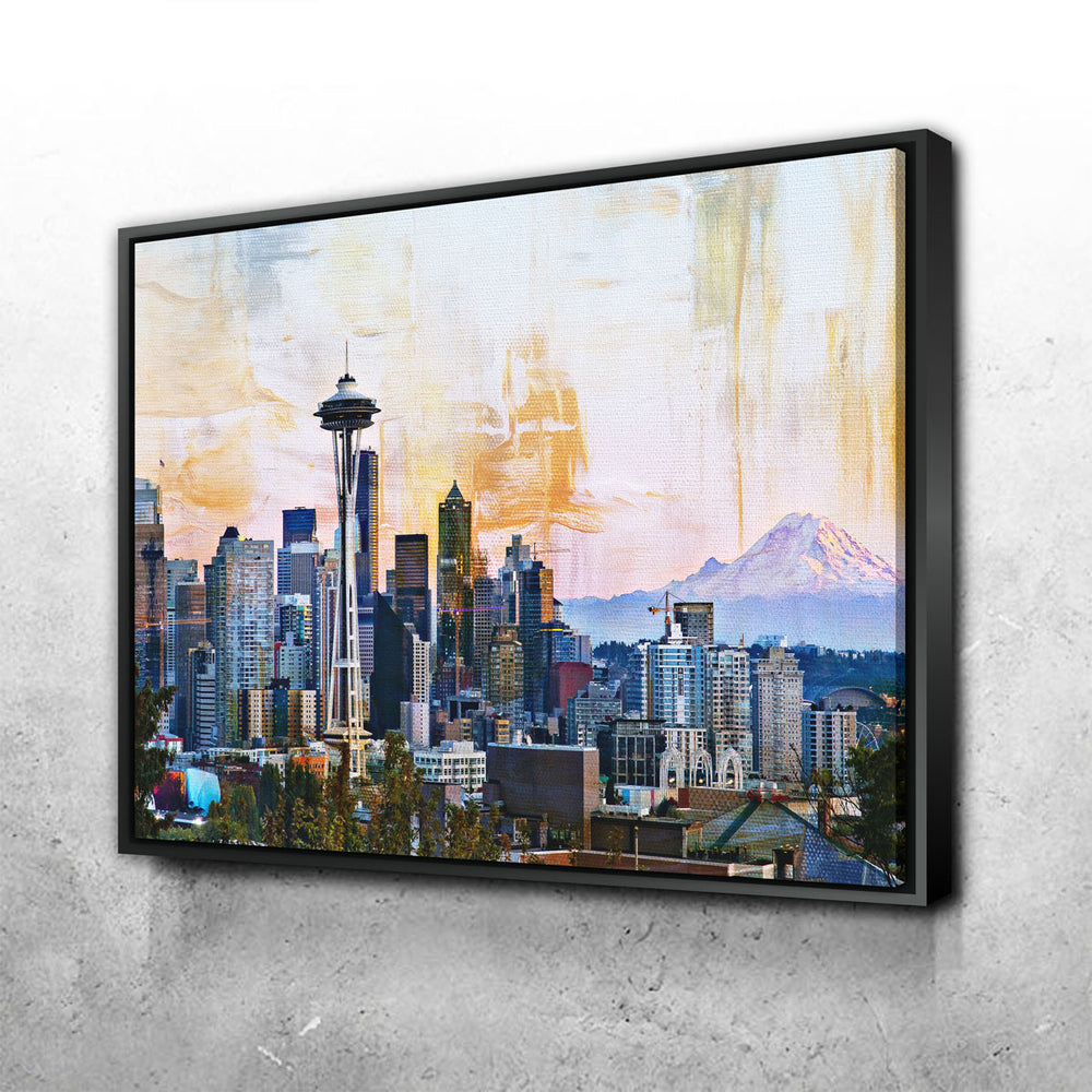 Abstract Seattle Skyline Canvas Set