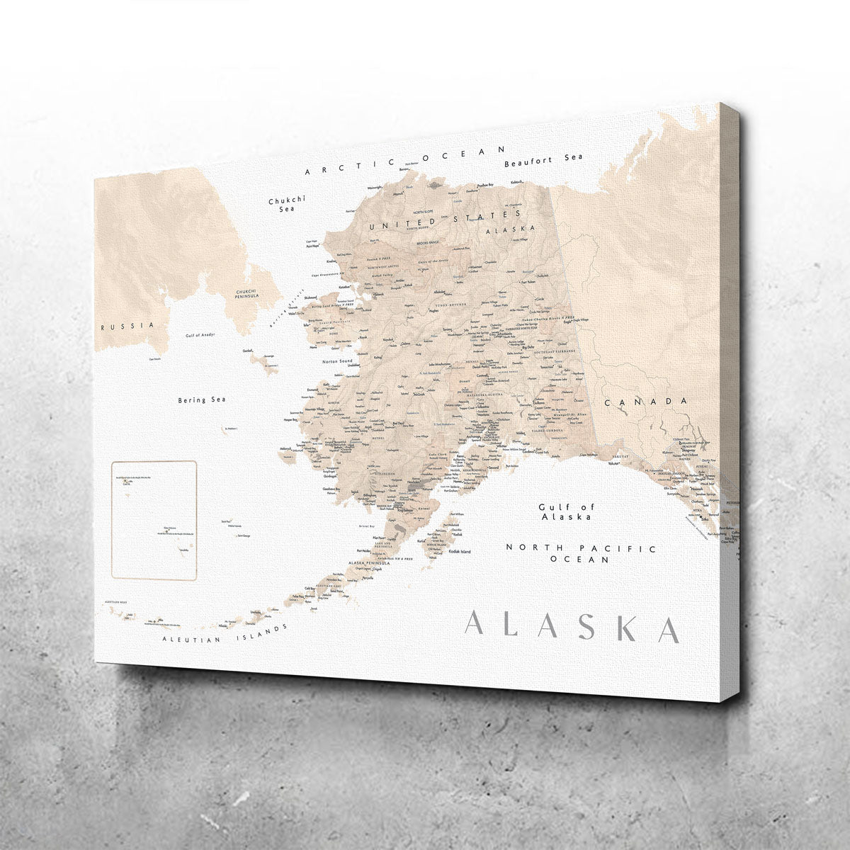 Alaska Map 3 Wall Art