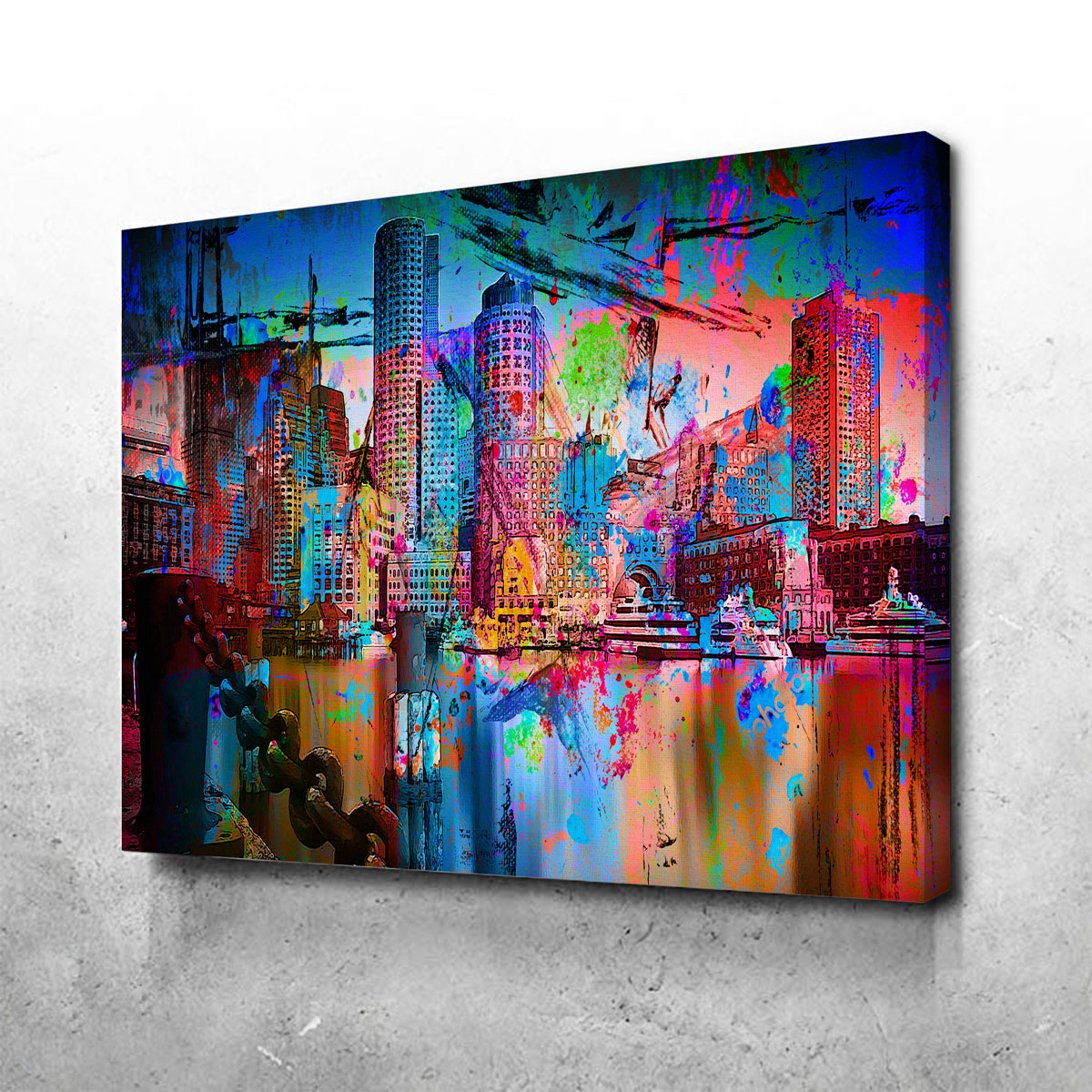 Abstract Boston Skyline Canvas Set