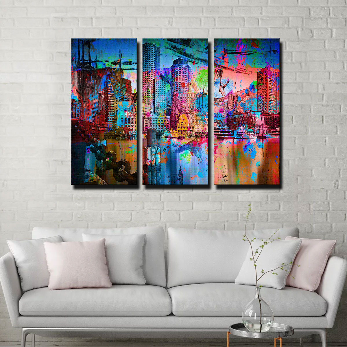 Abstract Boston Skyline Wall Art