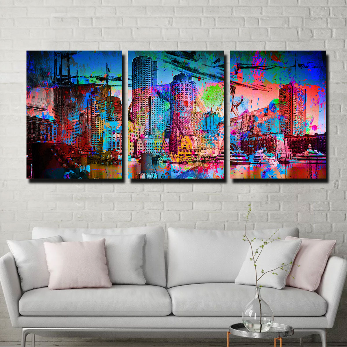 Abstract Boston Skyline Wall Art