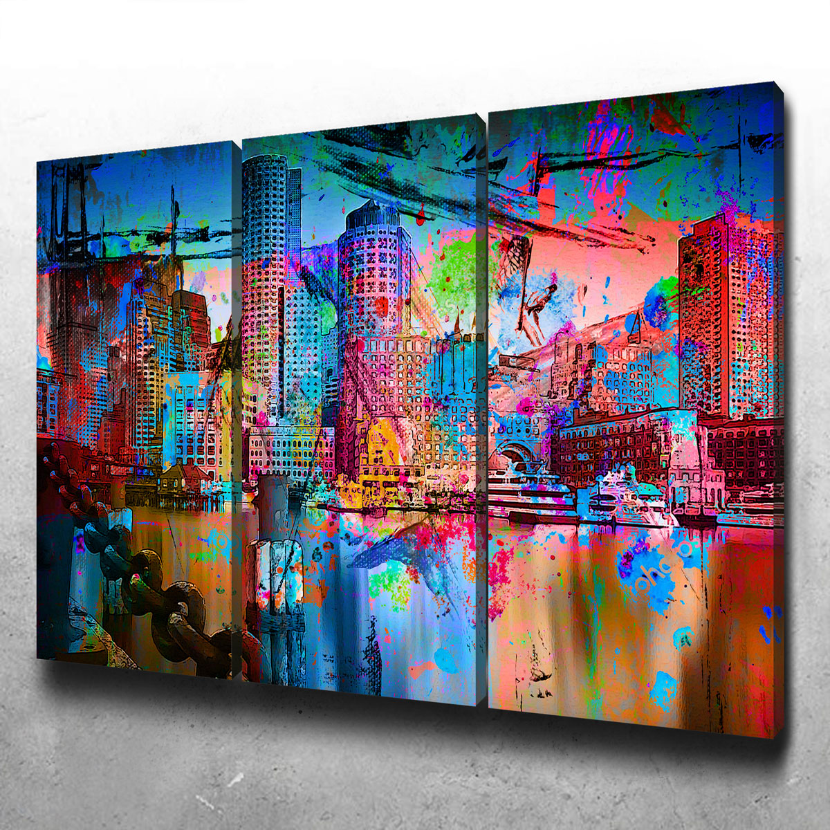 Abstract Boston Skyline Wall Art