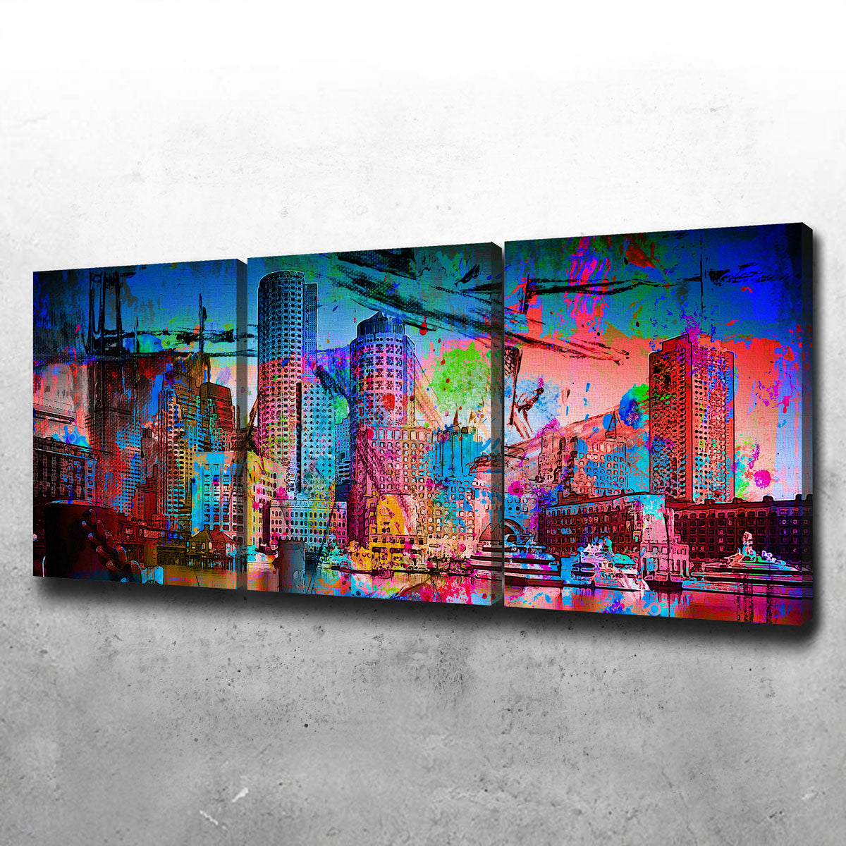 Abstract Boston Skyline Wall Art