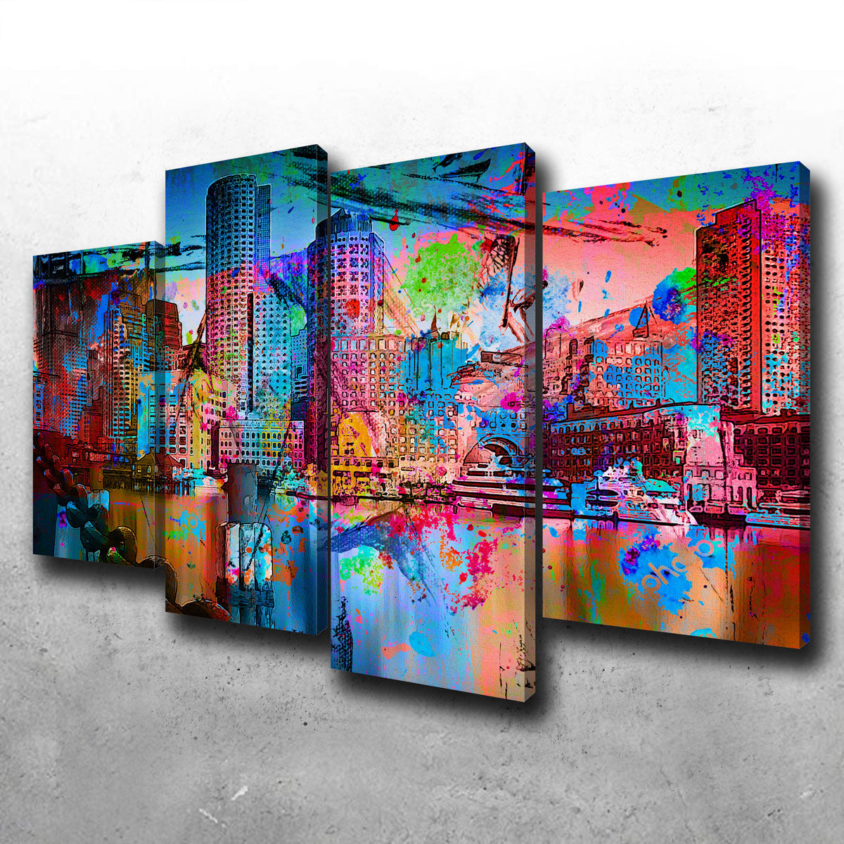 Abstract Boston Skyline Wall Art