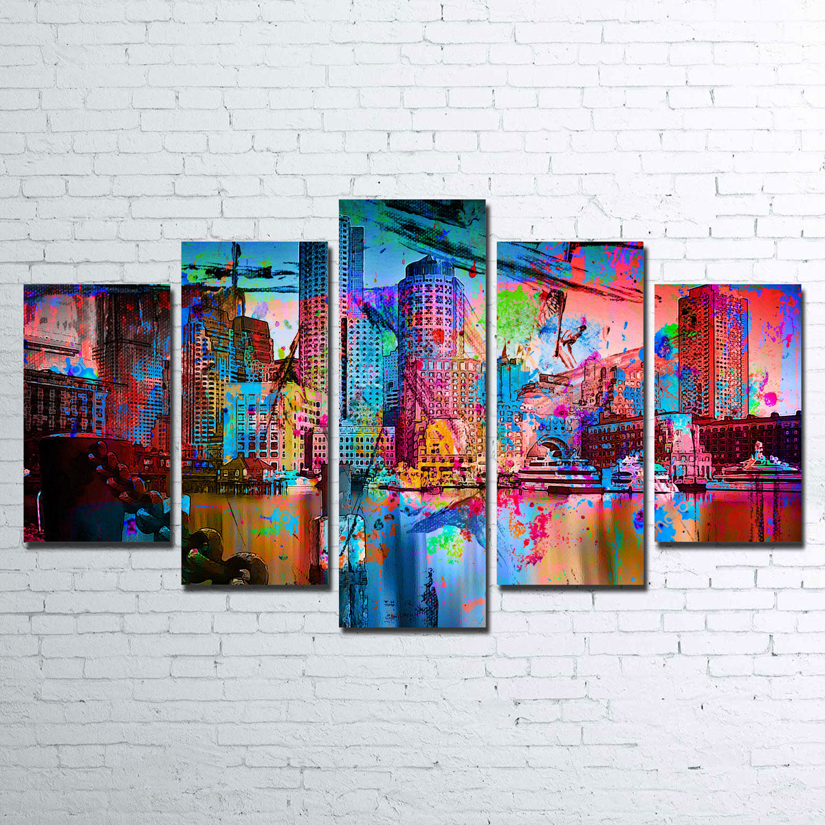 Abstract Boston Skyline Wall Art