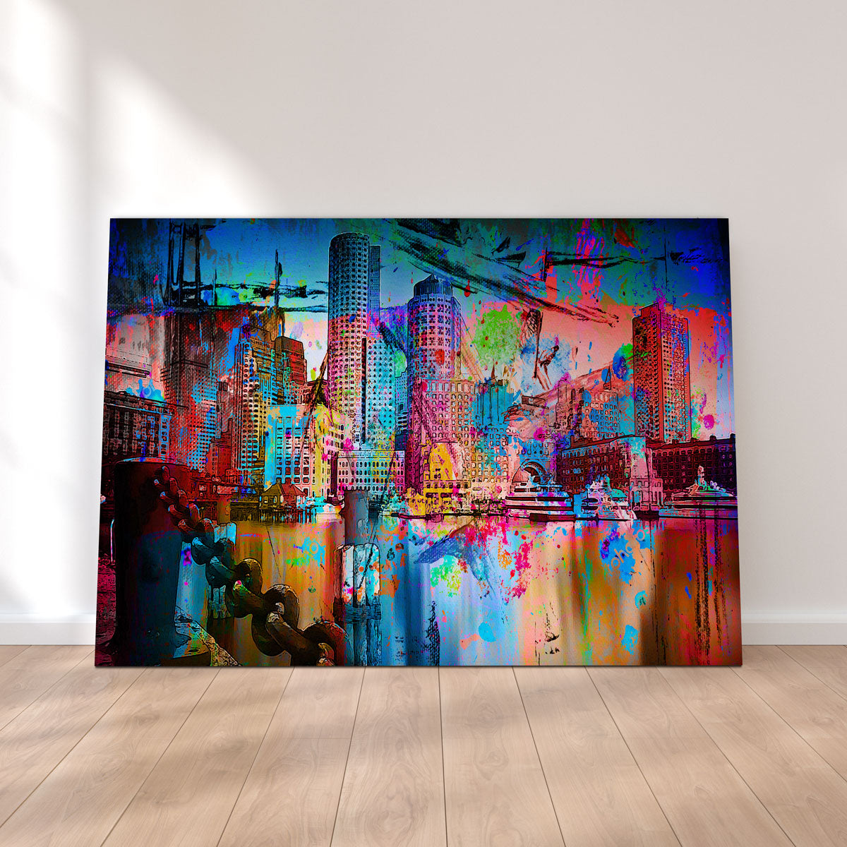 Abstract Boston Skyline Wall Art