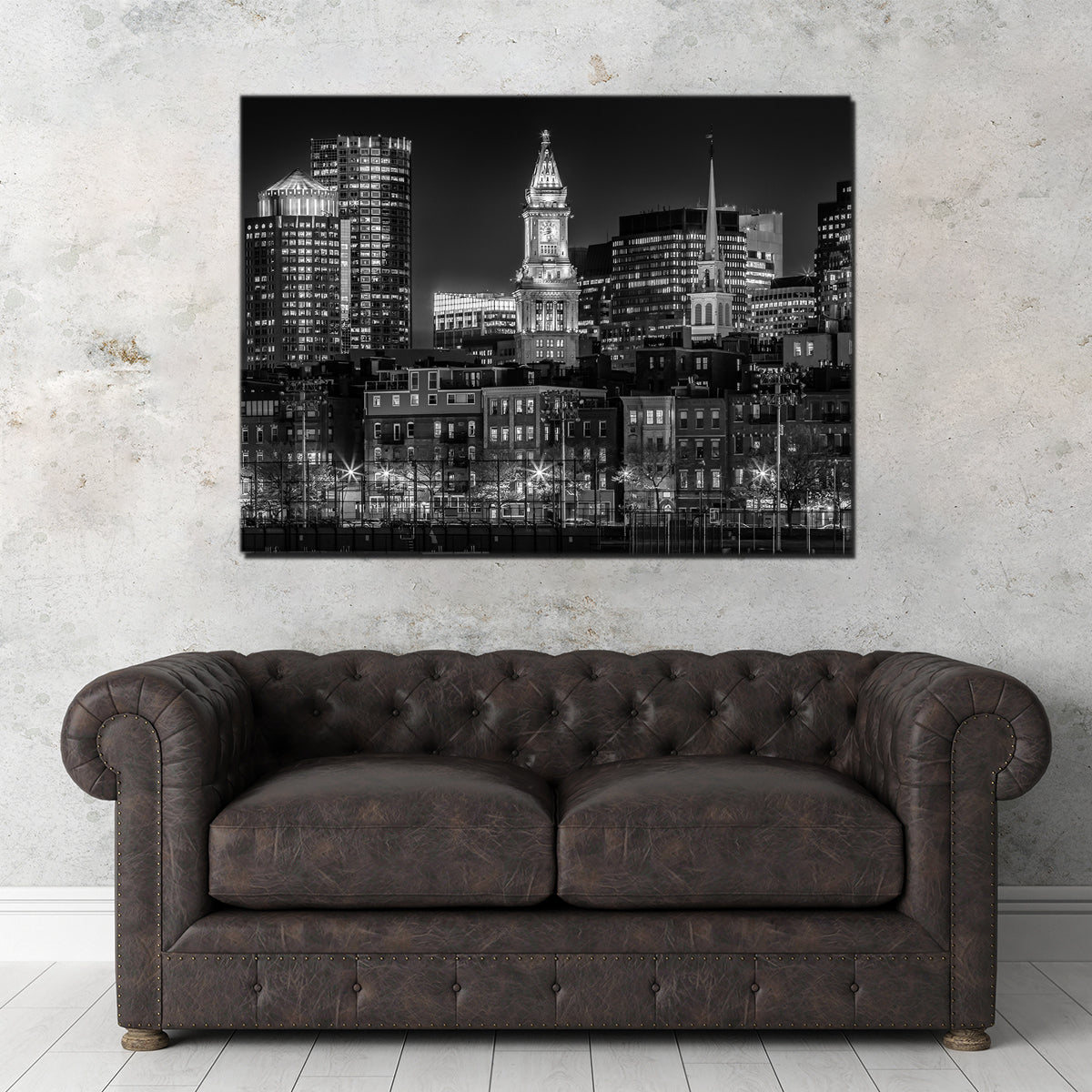 Boston Skyline of North End & Financial District Wall Art