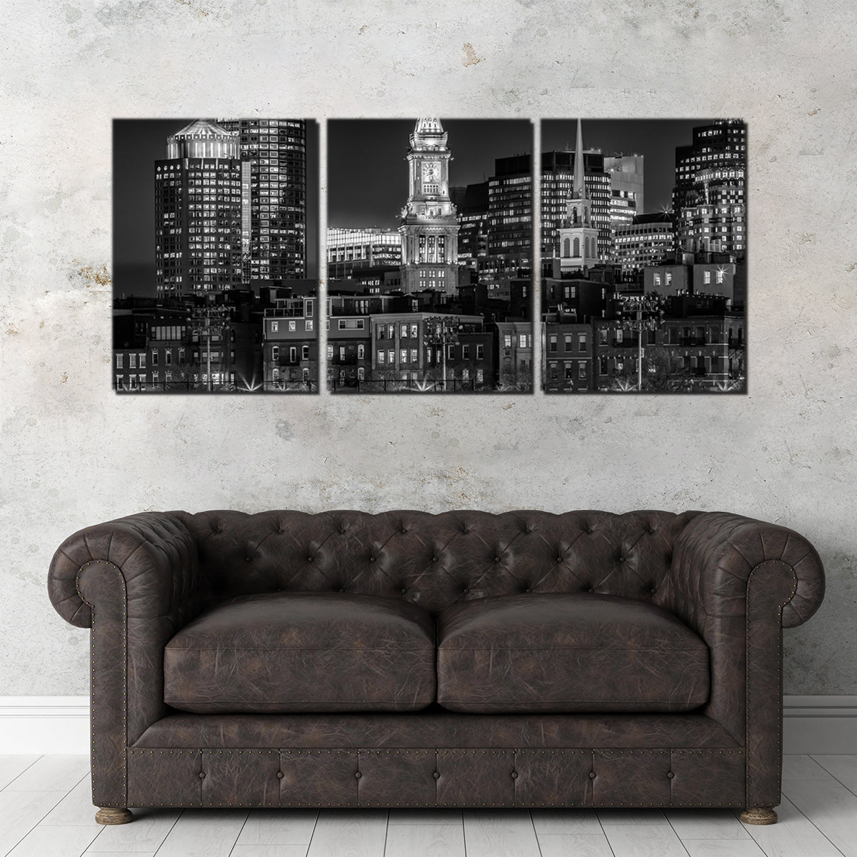 Boston Skyline of North End & Financial District Wall Art