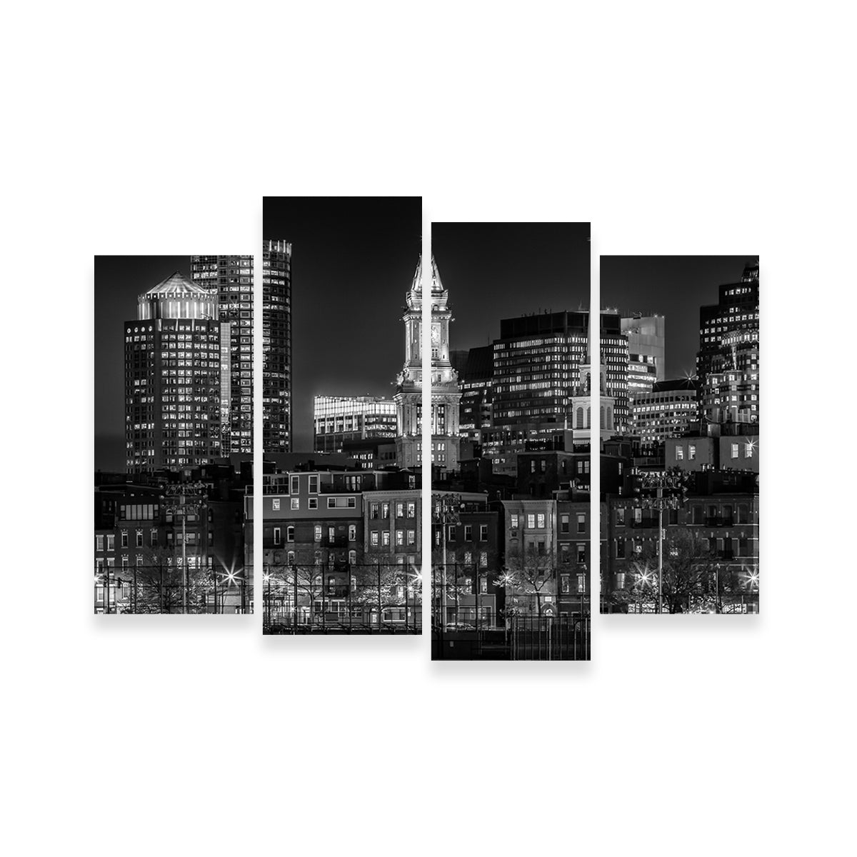 Boston Skyline of North End & Financial District Wall Art