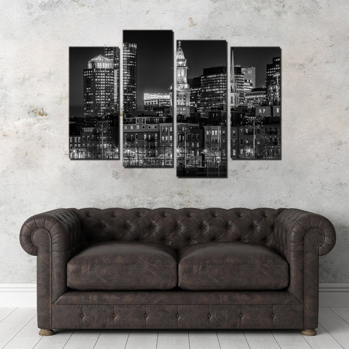 Boston Skyline of North End & Financial District Wall Art