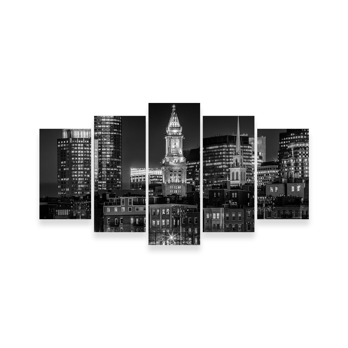 Boston Skyline of North End & Financial District Wall Art