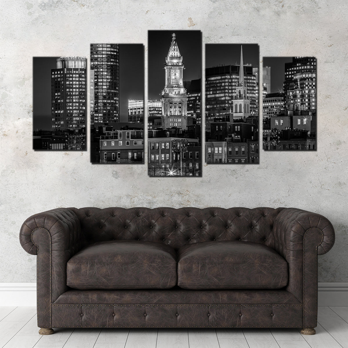 Boston Skyline of North End & Financial District Wall Art