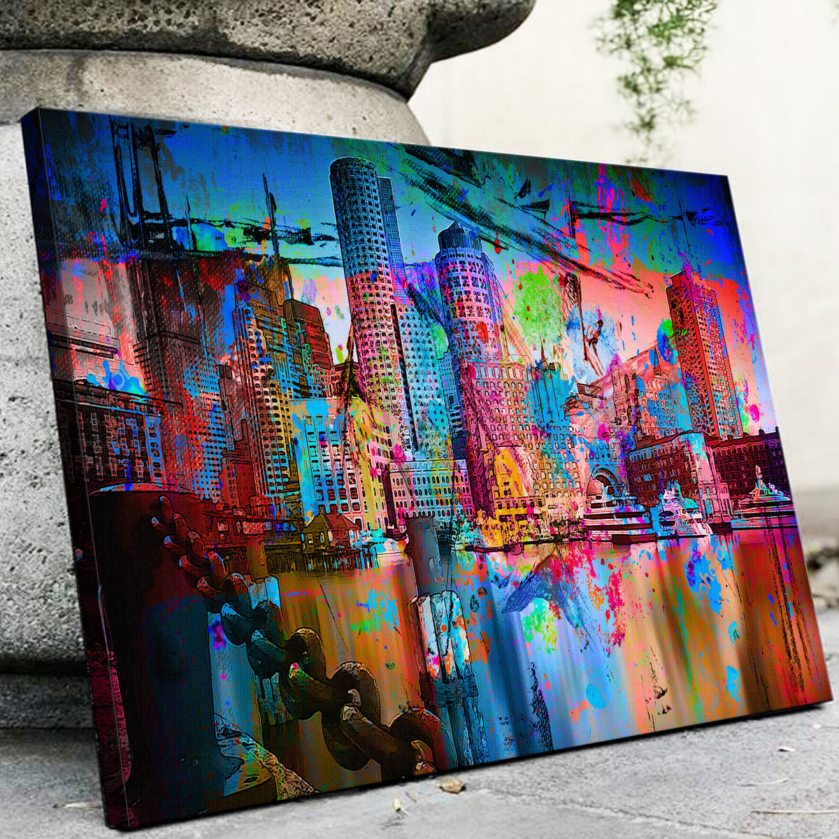 Abstract Boston Skyline Wall Art