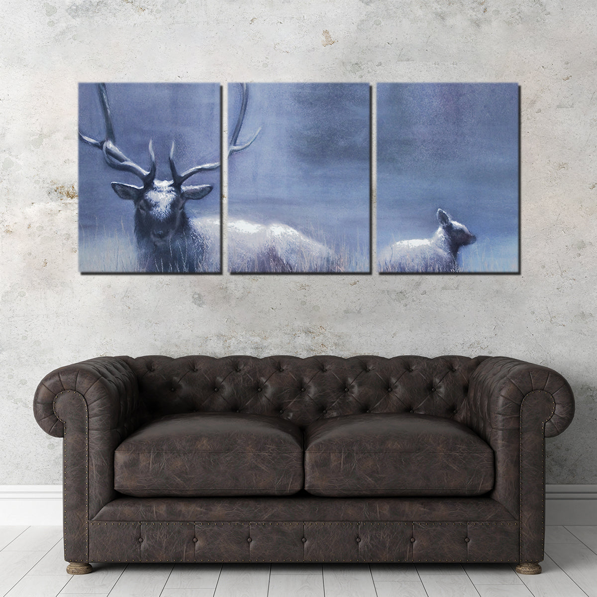 Bull Elk & Calf Blue Wall Art