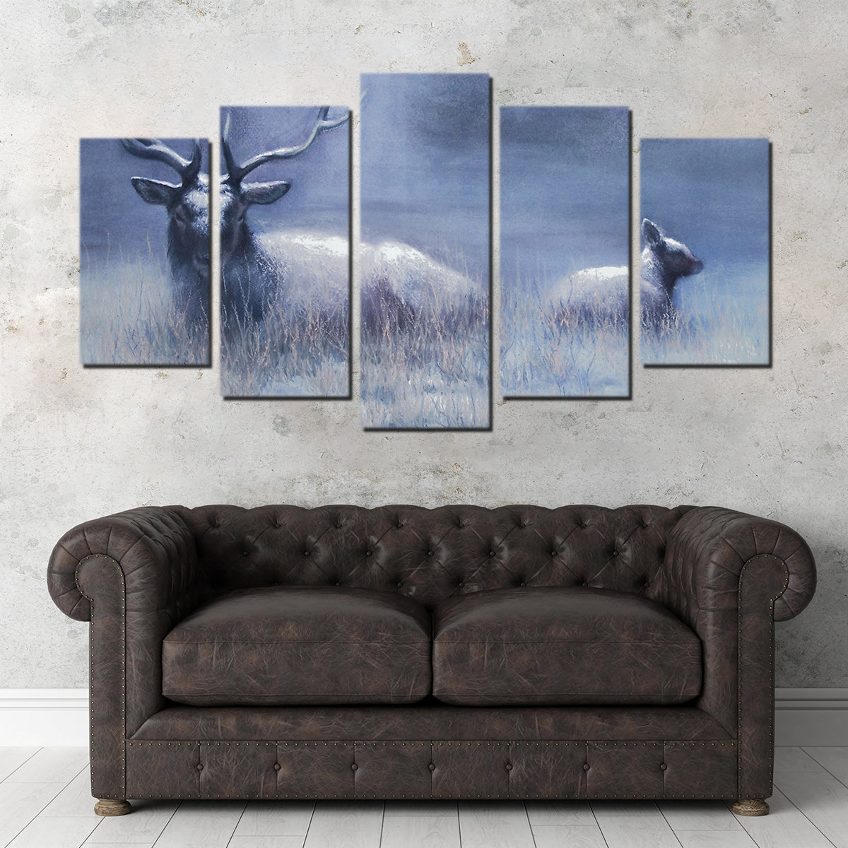 Bull Elk & Calf Blue Wall Art
