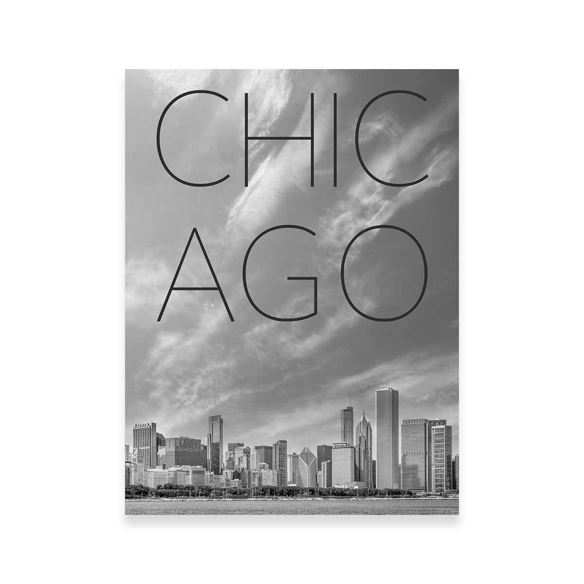 Chicago Skyline Text Wall Art