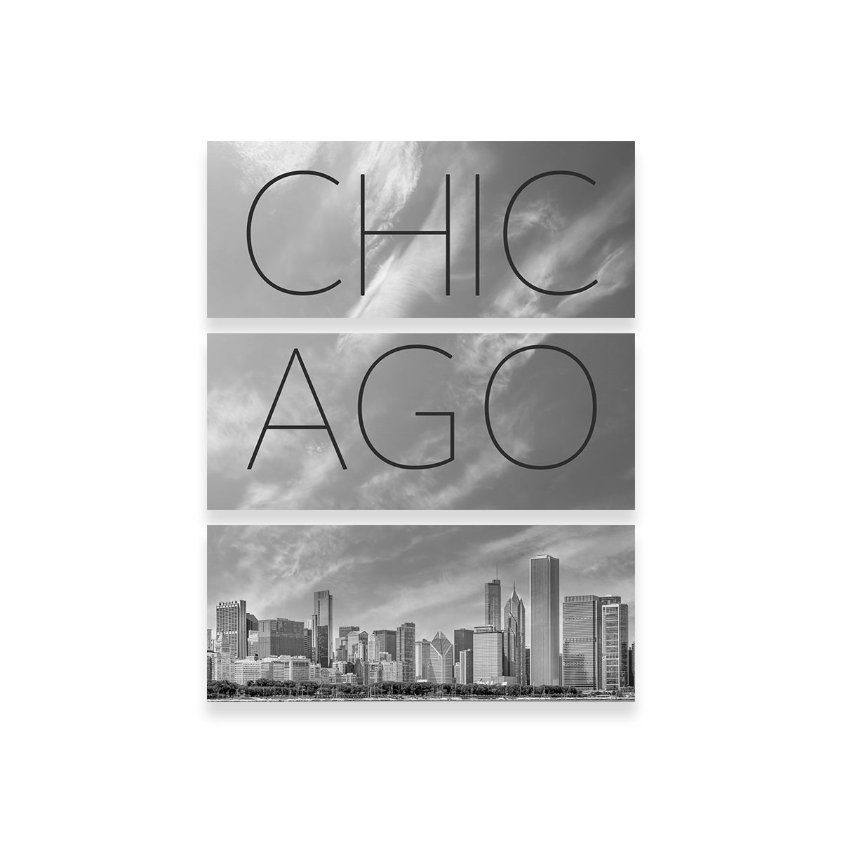 Chicago Skyline Text Wall Art