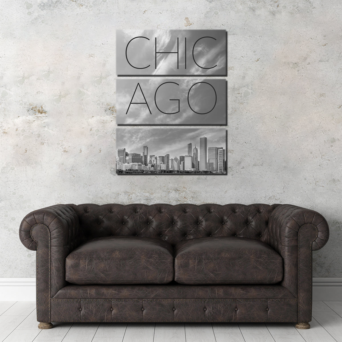 Chicago Skyline Text Wall Art