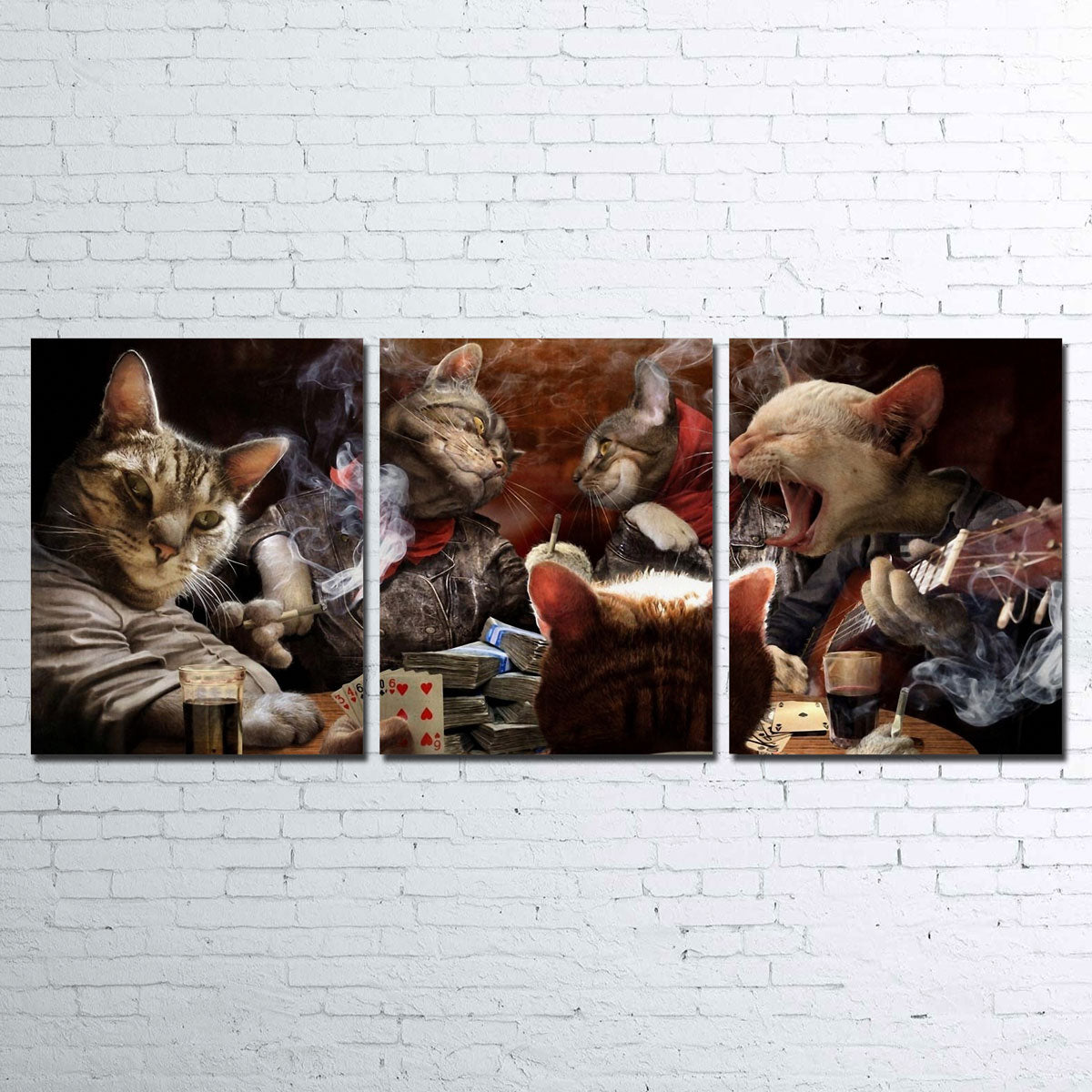 Cats Playing Poker Canvas Set