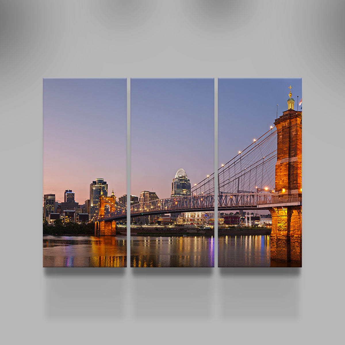 Cincinnati Skyline Bridge Canvas Set, Large newest Cincinnati Canvas, Cincinnati Art, Cincinnati Photo, Cincinnati Wall Art, Roebling Bridge