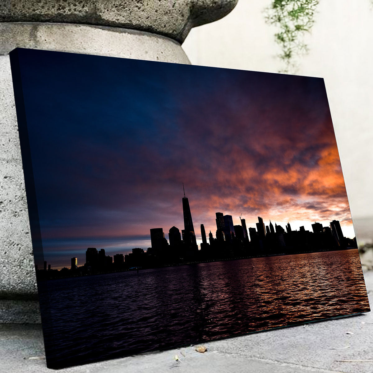 NYC Dark Sun Skyline Canvas Set