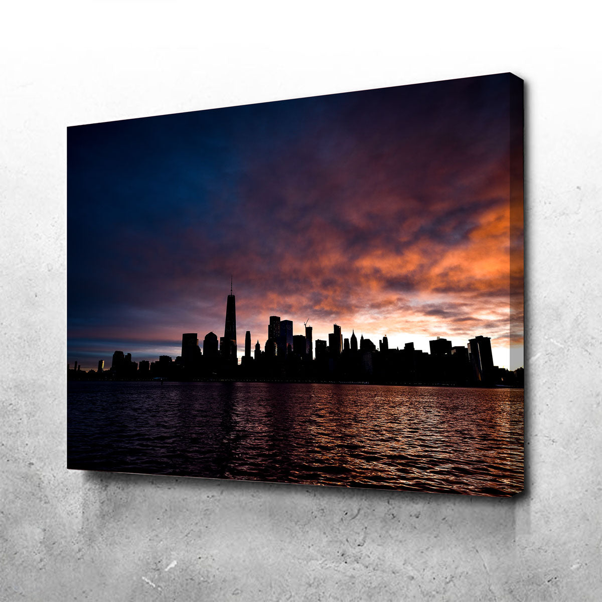 NYC Dark Sun Skyline Canvas Set