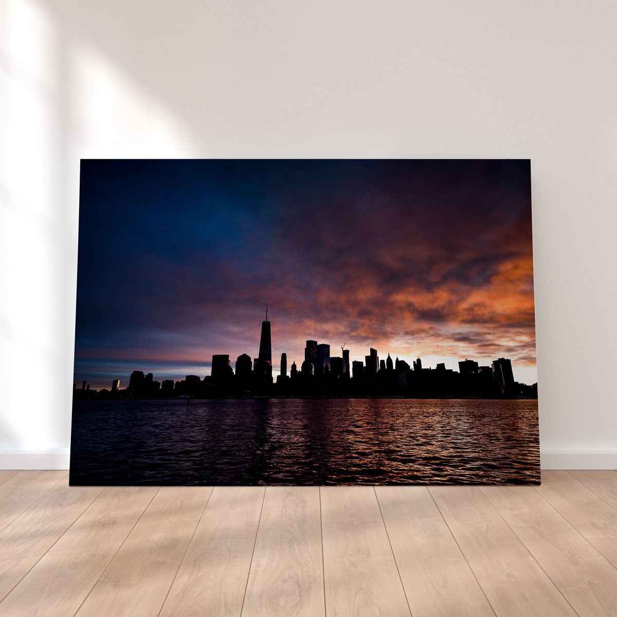 NYC Dark Sun Skyline Canvas Set