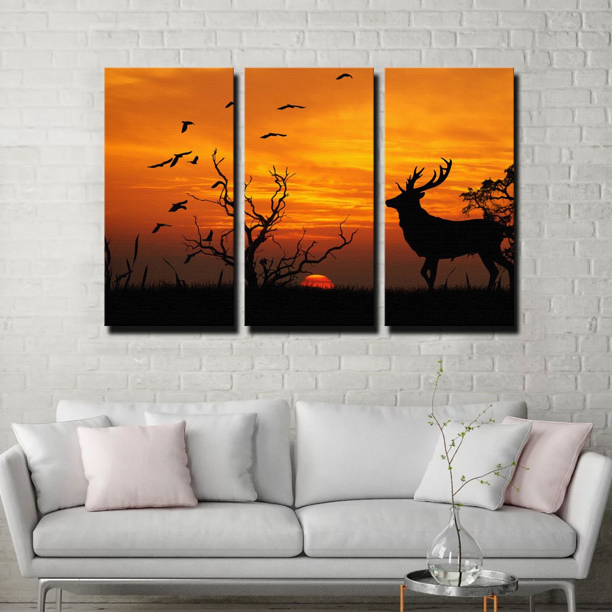 Deer In The Sunset Canvas Set