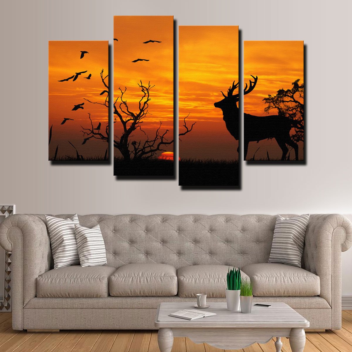 Deer In The Sunset Wall Art