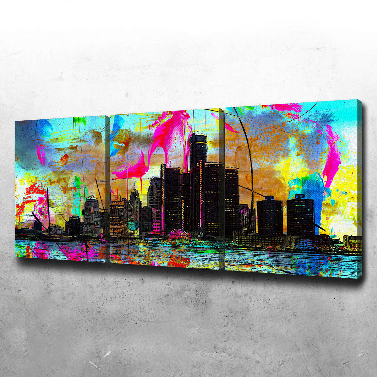 Abstract Detroit Canvas Set