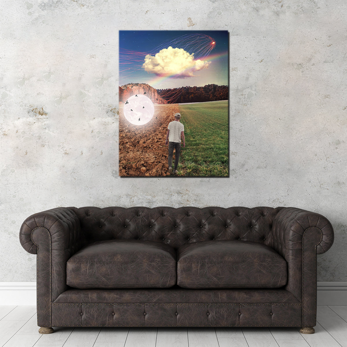 Falling Moon Birds Wall Art