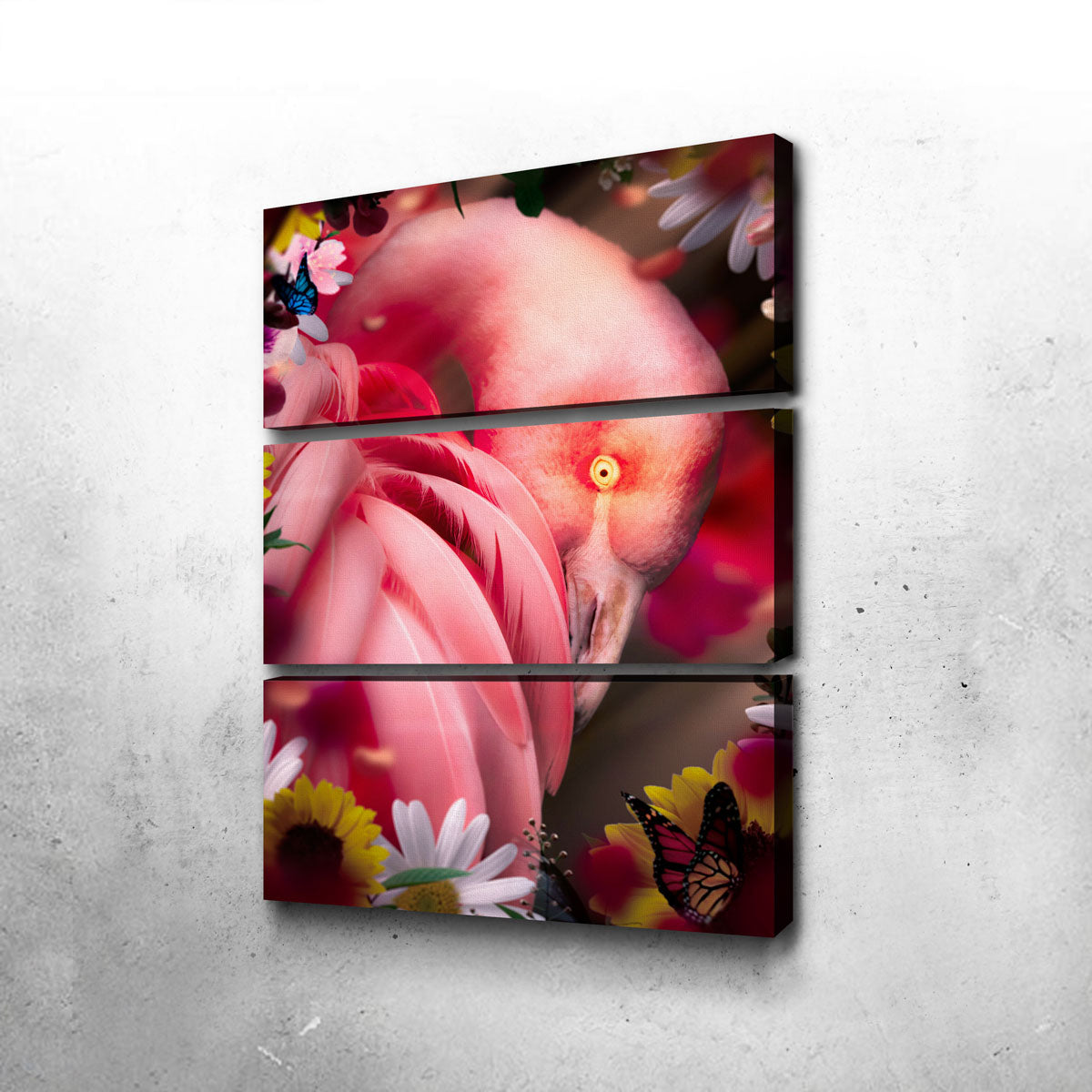 Flamingo With Flowers Wall Art