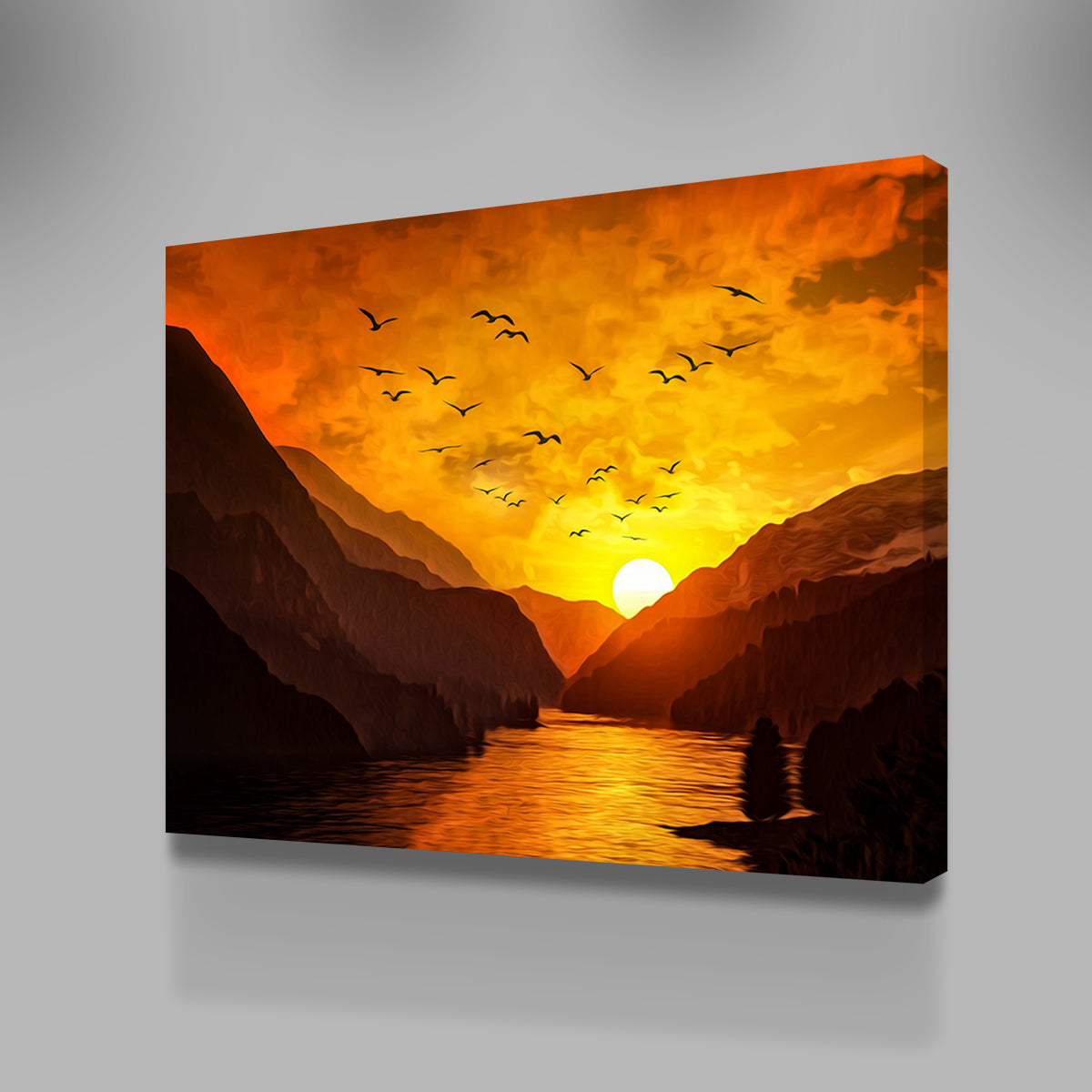 Flock at Sunset Wall Art