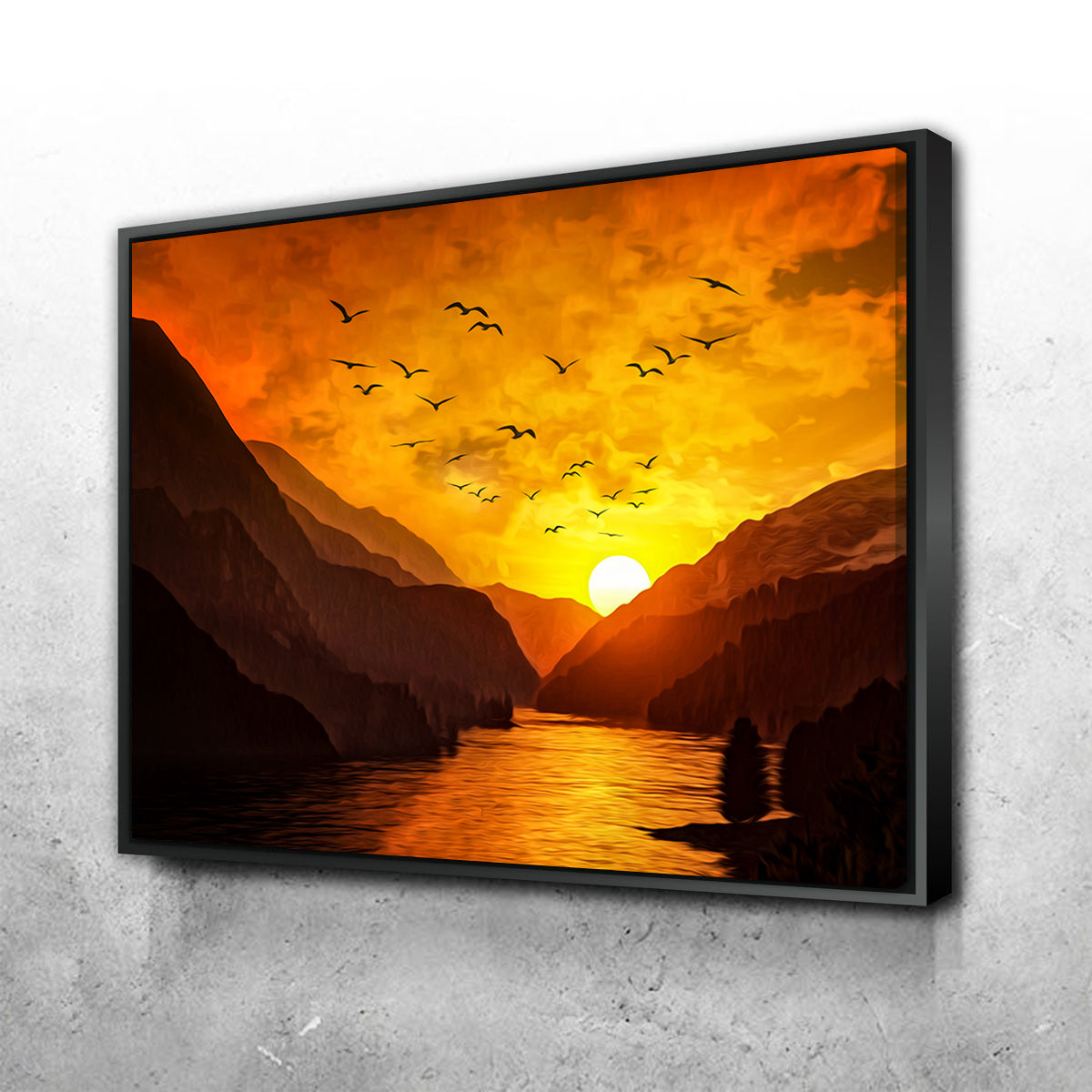 Flock at Sunset Wall Art